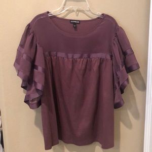 Express Ruffle Butterfly flutter Sleeve Top